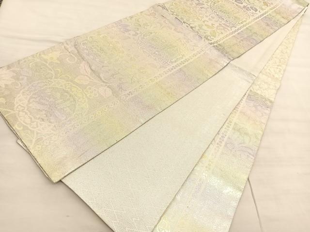 平和屋着物◎佐賀錦　六通柄袋帯　宝相華花鳥文　銀糸　正絹　逸品　BAAV3722hv
