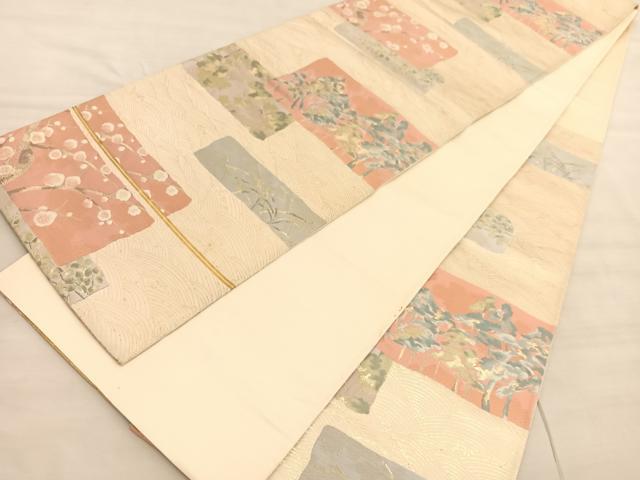 平和屋着物◎六通柄袋帯 唐織 琳派松梅文 金糸 正絹 逸品 BAAV3723hv