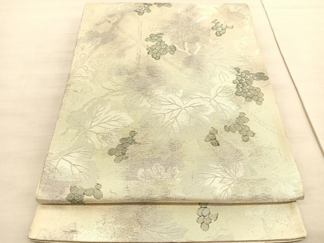平和屋着物◎六通柄袋帯 ふるさと 葡萄 銀糸 正絹 逸品 BAAV3735hv