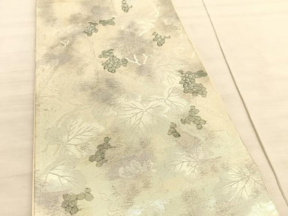 平和屋着物◎六通柄袋帯 ふるさと 葡萄 銀糸 正絹 逸品 BAAV3735hv