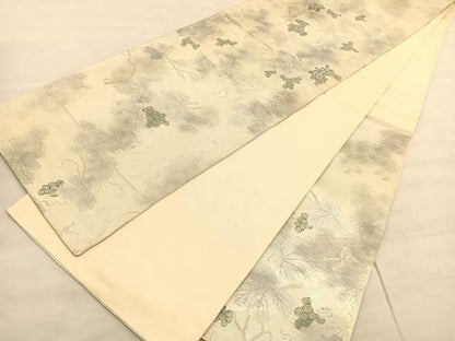 平和屋着物◎六通柄袋帯 ふるさと 葡萄 銀糸 正絹 逸品 BAAV3735hv