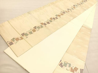 平和屋着物◎六通柄袋帯 唐織 鎧縅立波文 金糸 正絹 逸品 BAAV3744hv
