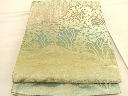 平和屋着物◎六通柄袋帯 樹林文 金糸 正絹 逸品 BAAV3749hv