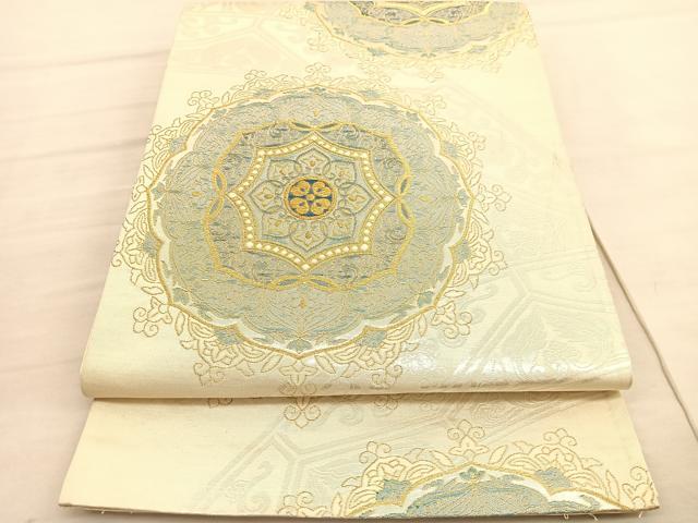 平和屋着物◎六通柄袋帯　飾花文　金糸　正絹　逸品　BAAV3751hv