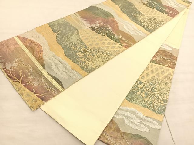 平和屋着物◎六通柄袋帯　籬秋草文　金銀糸　正絹　逸品　BAAV3757hv