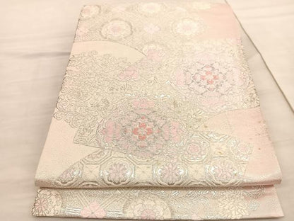 平和屋着物◎六通柄袋帯 唐織 宝相華 地紙花唐草文 銀糸 正絹 逸品 BAAV3774hv