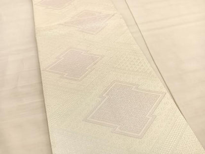 平和屋着物◎佐賀錦　全通柄袋帯　松皮菱　銀糸　正絹　逸品　BAAV3780hv