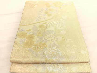 平和屋着物◎佐賀錦　六通柄袋帯　几帳花鳥文　金銀糸　正絹　逸品　BAAV3782hv