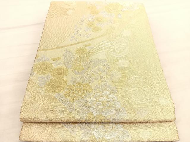 平和屋着物◎佐賀錦　六通柄袋帯　几帳花鳥文　金銀糸　正絹　逸品　BAAV3782hv
