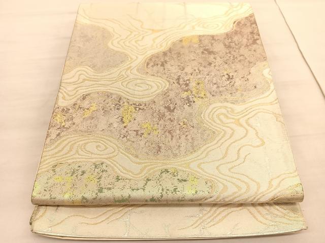 平和屋着物◎西陣 六通柄袋帯 流水文 金銀糸 正絹 逸品 BAAV3785hv