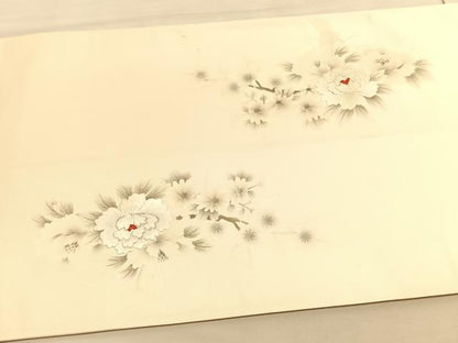 平和屋着物◎太鼓柄袋帯 手描き 刺繍 源氏車牡丹花文 引箔 正絹 逸品 BAAV3792hv
