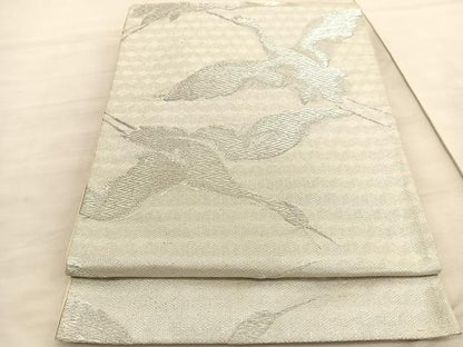 平和屋着物◎六通柄 京袋帯 飛鶴文 銀糸 正絹 逸品 BAAV3793hv