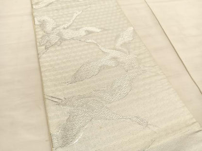 平和屋着物◎六通柄 京袋帯 飛鶴文 銀糸 正絹 逸品 BAAV3793hv