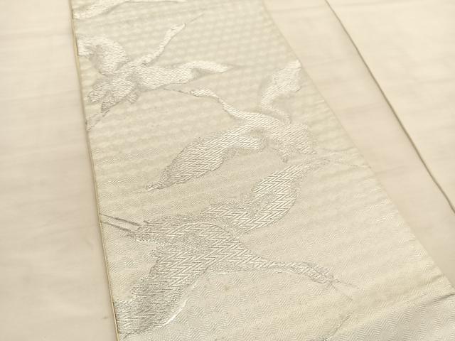 平和屋着物◎六通柄 京袋帯 飛鶴文 銀糸 正絹 逸品 BAAV3793hv