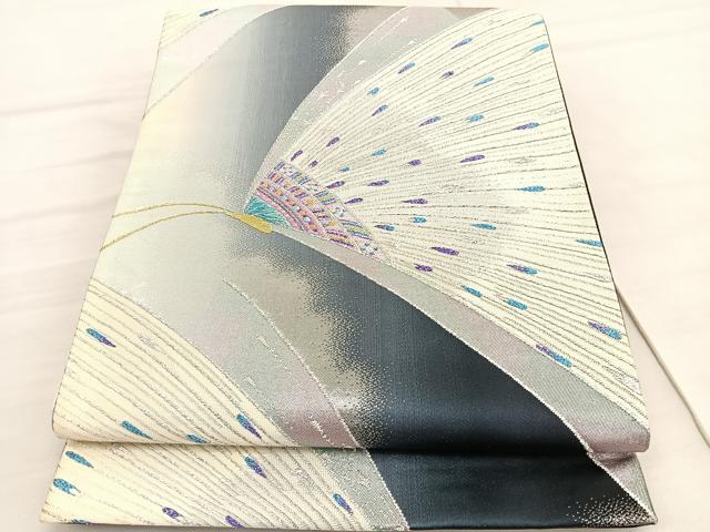 平和屋着物◎六通柄袋帯　唐織　蝶　金銀糸　正絹　逸品　BAAV3794hv