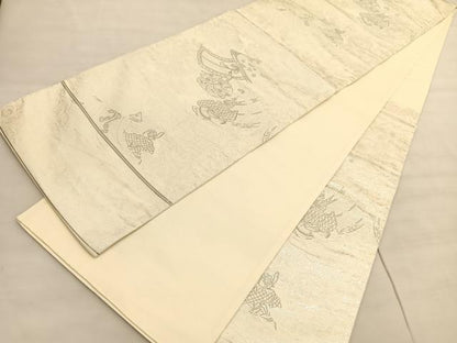 平和屋着物◎六通柄袋帯 人物風景文 九百錦織 プラチナ二重箔 正絹 逸品 BAAV3805hv