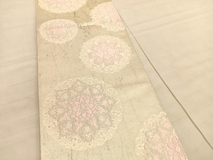 平和屋着物◎六通柄袋帯 唐織 宝相華 銀糸 正絹 逸品 BAAV3808hv