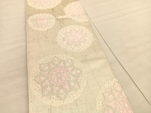 平和屋着物◎六通柄袋帯 唐織 宝相華 銀糸 正絹 逸品 BAAV3808hv