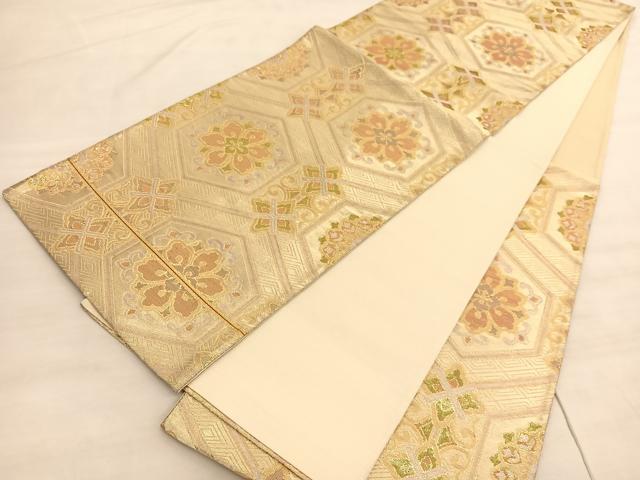 平和屋着物◎六通柄袋帯 亀甲花文 金銀糸 正絹 逸品 BAAV3812hv