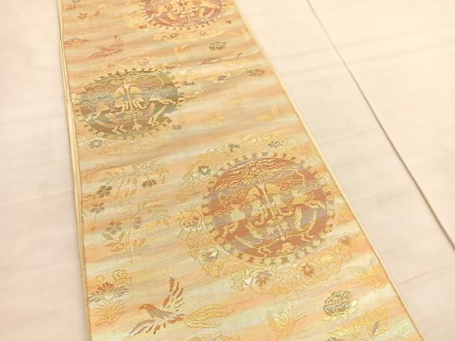平和屋着物◎六通柄袋帯 狩猟丸文 金銀糸 正絹 逸品 BAAV3815hv