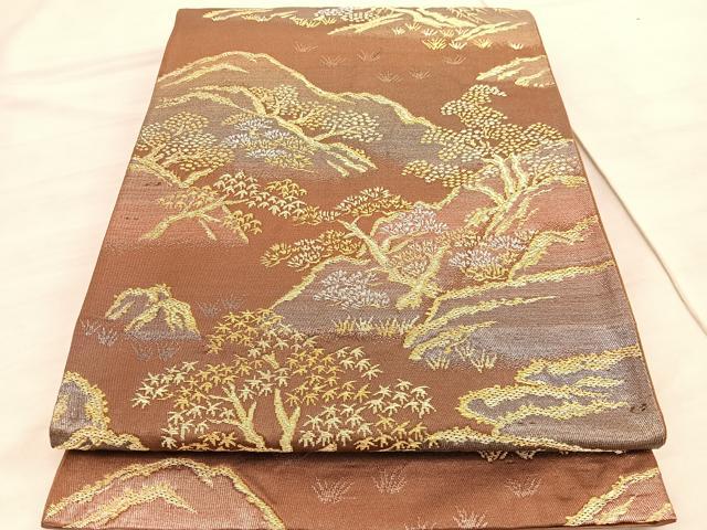 平和屋着物◎六通柄袋帯　遠山風景文　金銀糸　正絹　逸品　BAAV3817hv