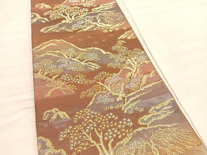 平和屋着物◎六通柄袋帯　遠山風景文　金銀糸　正絹　逸品　BAAV3817hv