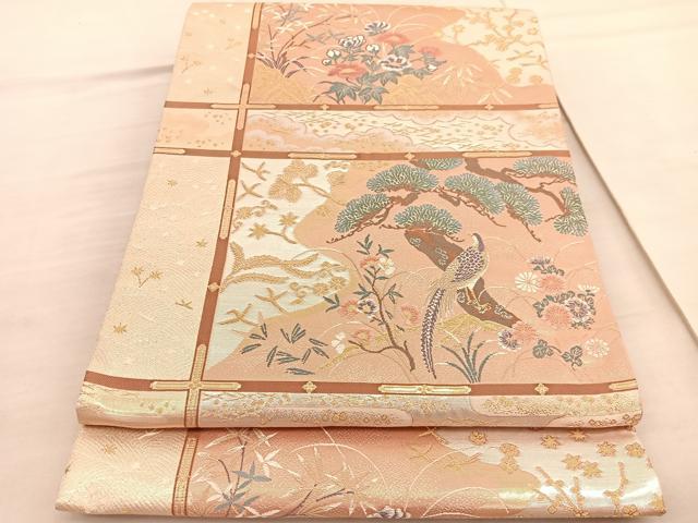 平和屋着物◎西陣　六通柄袋帯　唐織　ふたみ屏風絵　金糸　正絹　逸品　BAAV3827hv