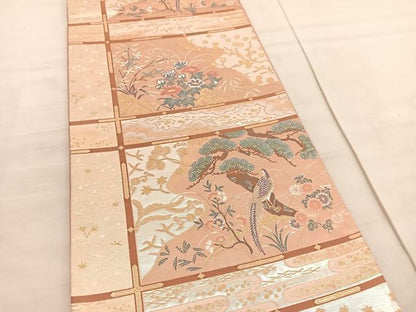 平和屋着物◎西陣　六通柄袋帯　唐織　ふたみ屏風絵　金糸　正絹　逸品　BAAV3827hv
