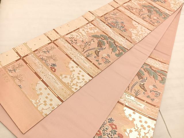 平和屋着物◎西陣　六通柄袋帯　唐織　ふたみ屏風絵　金糸　正絹　逸品　BAAV3827hv