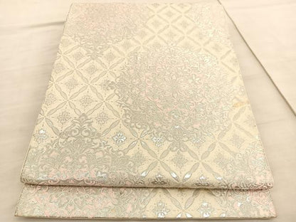平和屋着物◎六通柄袋帯　宝相華　銀糸　やまとオリジナル　正絹　逸品　BAAV3829hv