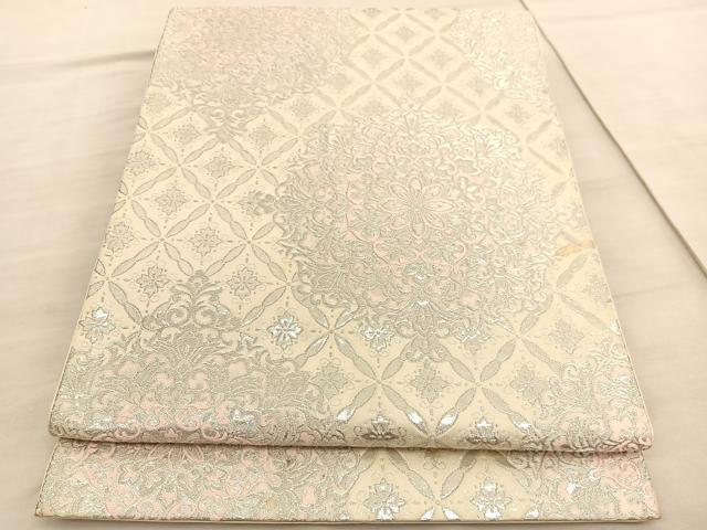 平和屋着物◎六通柄袋帯　宝相華　銀糸　やまとオリジナル　正絹　逸品　BAAV3829hv