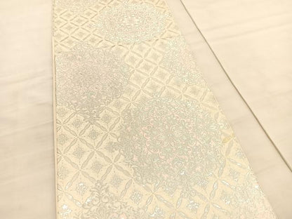 平和屋着物◎六通柄袋帯　宝相華　銀糸　やまとオリジナル　正絹　逸品　BAAV3829hv