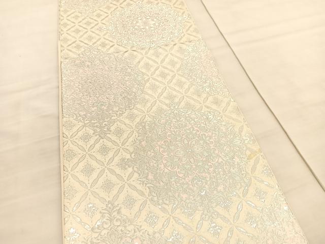 平和屋着物◎六通柄袋帯　宝相華　銀糸　やまとオリジナル　正絹　逸品　BAAV3829hv