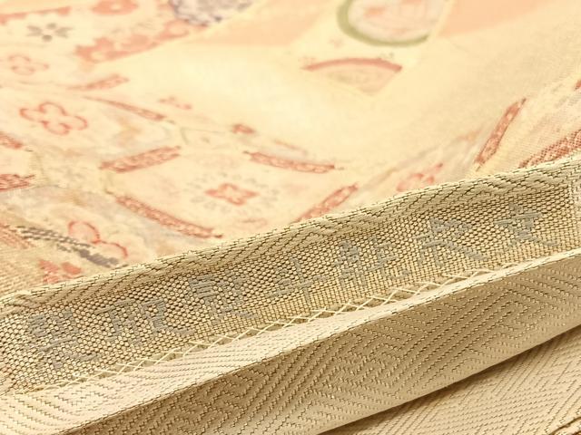 平和屋着物◎佐賀錦 六通柄袋帯 裂取熨斗能衣文 金糸 正絹 逸品 BAAV3841hv
