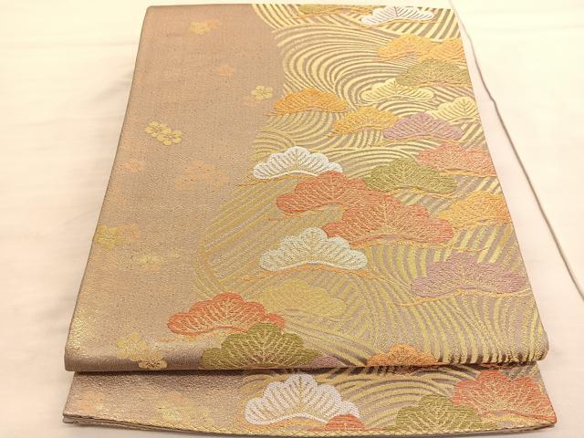 平和屋着物◎六通柄袋帯 浜松文 金銀糸 正絹 逸品 BAAV3844hv