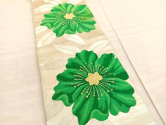 平和屋着物◎六通柄袋帯 唐織 草花文 金銀糸 正絹 逸品 BAAV3845hv