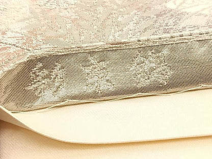 平和屋着物◎六通柄袋帯　彩京錦　孔雀花文　プラチナ箔二重引　正絹　逸品　BAAV3848hv