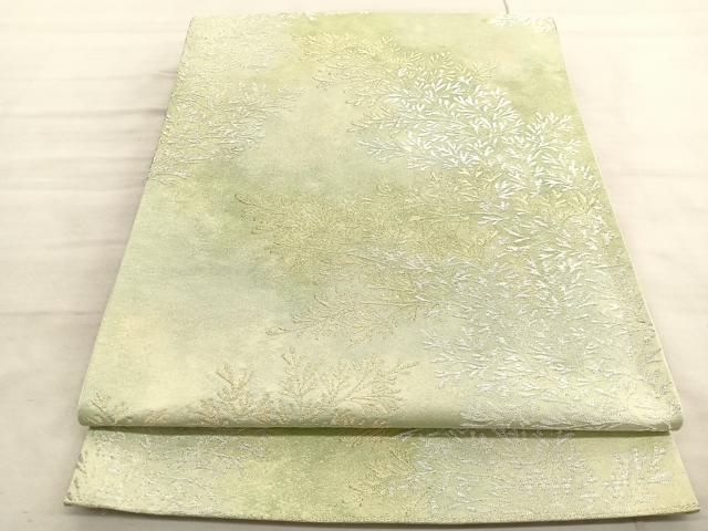 平和屋着物◎六通柄袋帯　枝花文　金銀糸　正絹　逸品　BAAV3858hv