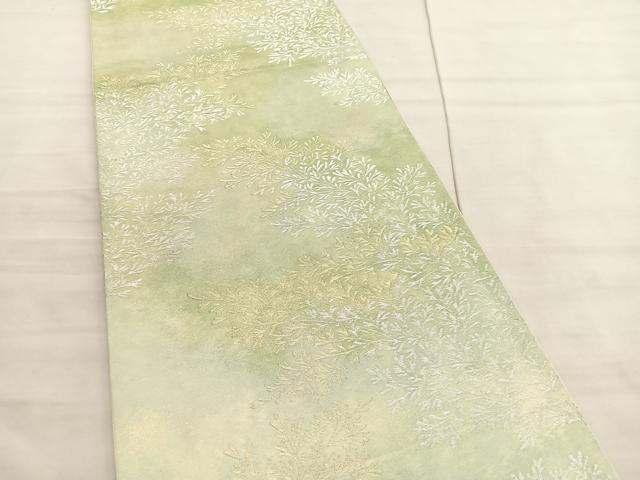 平和屋着物◎六通柄袋帯　枝花文　金銀糸　正絹　逸品　BAAV3858hv