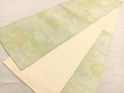 平和屋着物◎六通柄袋帯　枝花文　金銀糸　正絹　逸品　BAAV3858hv