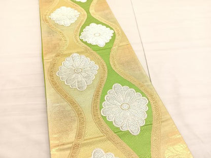 平和屋着物◎六通柄袋帯　立涌花菱文　金銀糸　正絹　逸品　BAAV3860hv