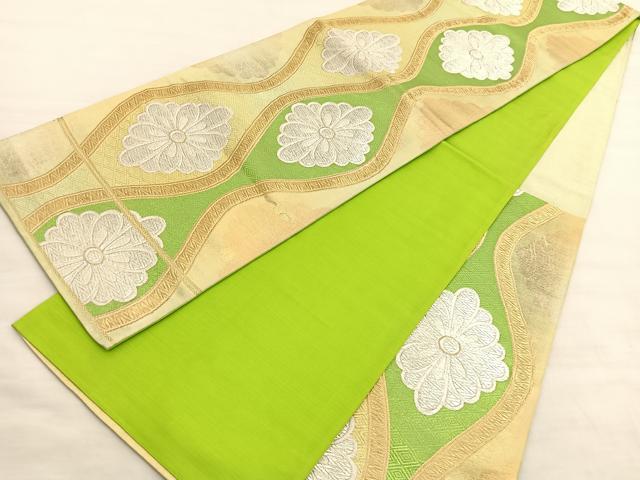 平和屋着物◎六通柄袋帯　立涌花菱文　金銀糸　正絹　逸品　BAAV3860hv