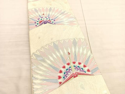 平和屋着物◎六通柄袋帯　唐織　孔雀　金銀糸　正絹　逸品　BAAV3871hv