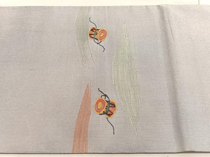 平和屋着物◎太鼓柄袋帯　すくい織　鼓　銀糸　正絹　逸品　BAAV3872hv