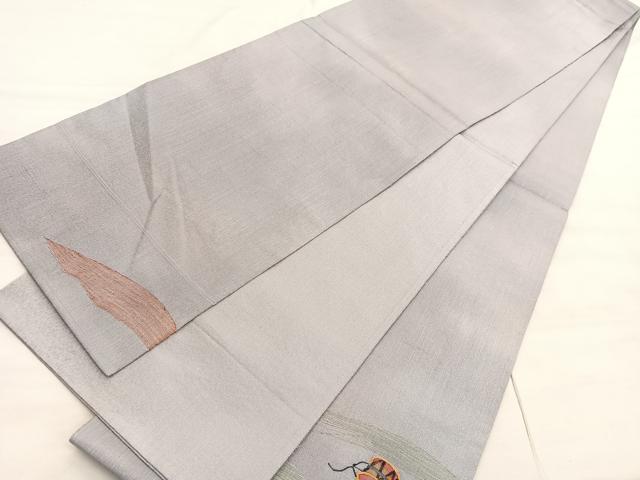 平和屋着物◎太鼓柄袋帯　すくい織　鼓　銀糸　正絹　逸品　BAAV3872hv