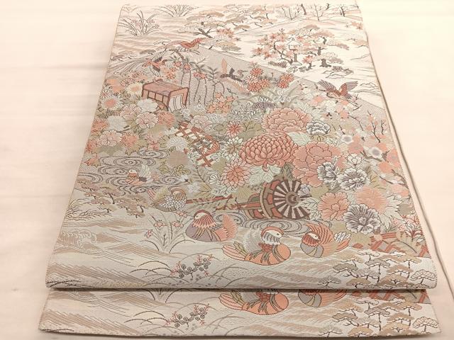 平和屋着物◎六通柄袋帯　瀞吉兆」飛鳥花車文　正絹　逸品　BAAV3875hv