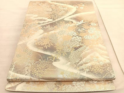 平和屋着物◎六通柄袋帯　京洛錦　花鳥文　二重引箔　金銀糸　正絹　逸品　BAAV3888hv