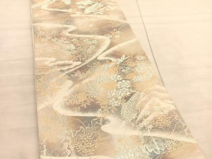 平和屋着物◎六通柄袋帯　京洛錦　花鳥文　二重引箔　金銀糸　正絹　逸品　BAAV3888hv