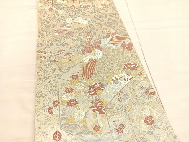 平和屋着物◎六通柄袋帯　九百新花鳥錦　金銀糸　正絹　逸品　BAAV3904hv
