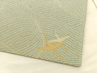 平和屋着物◎六通柄袋帯 綴れ 立波文 ワンポイント：飛鶴文 金銀糸 正絹 逸品 BAAV3916hv